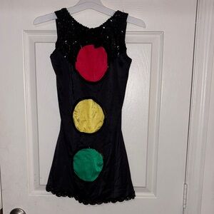 Black dance sequin dress with Traffic Light Design no size but similar to 7/8